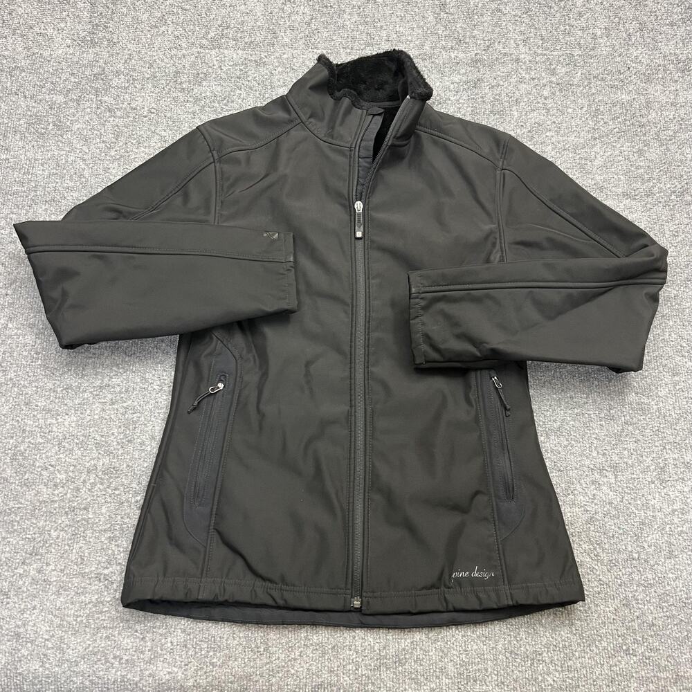 Alpine Design Jacket Womens Large Black Softshell Fleece Lined Full Zip